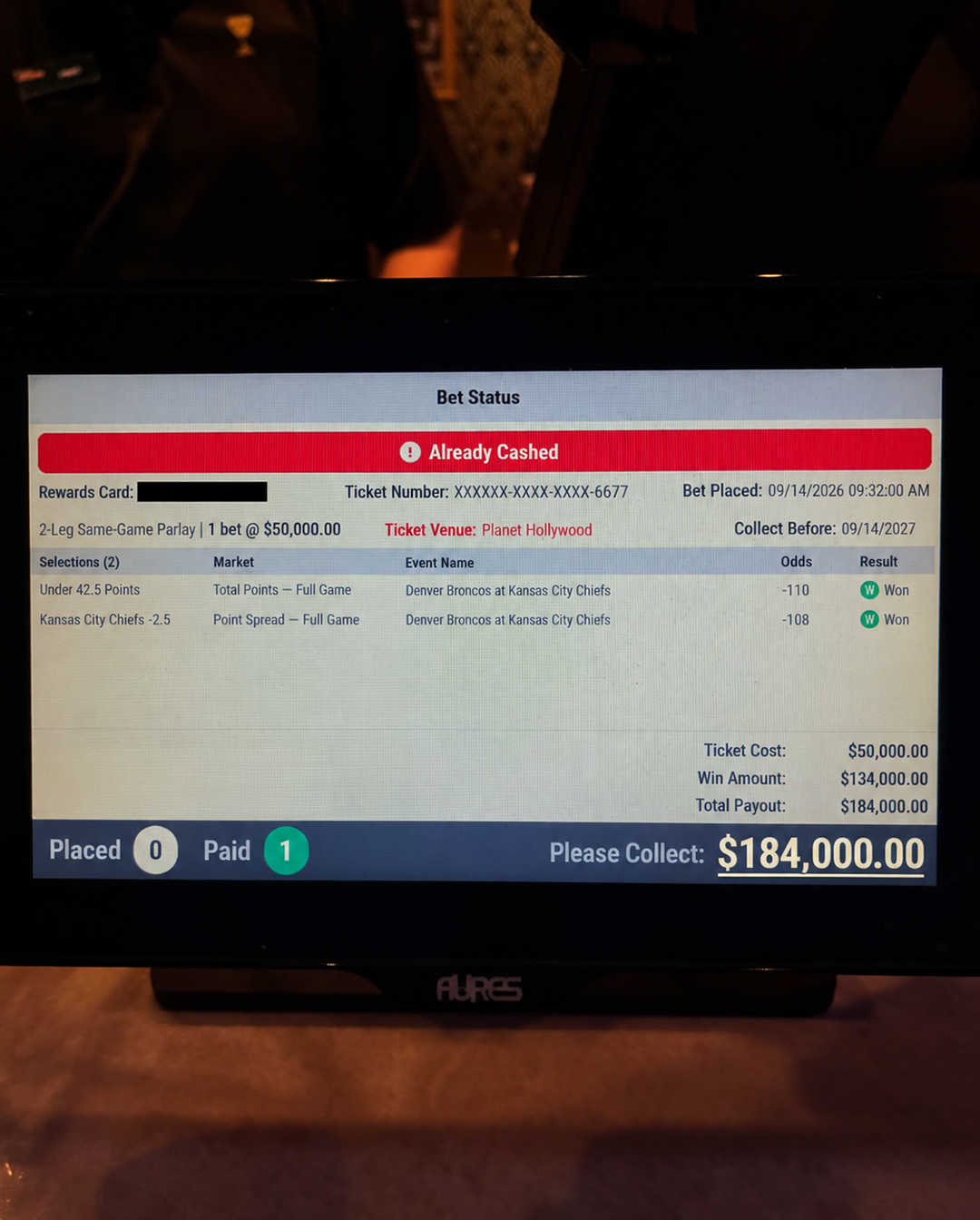 Sportsbook screen